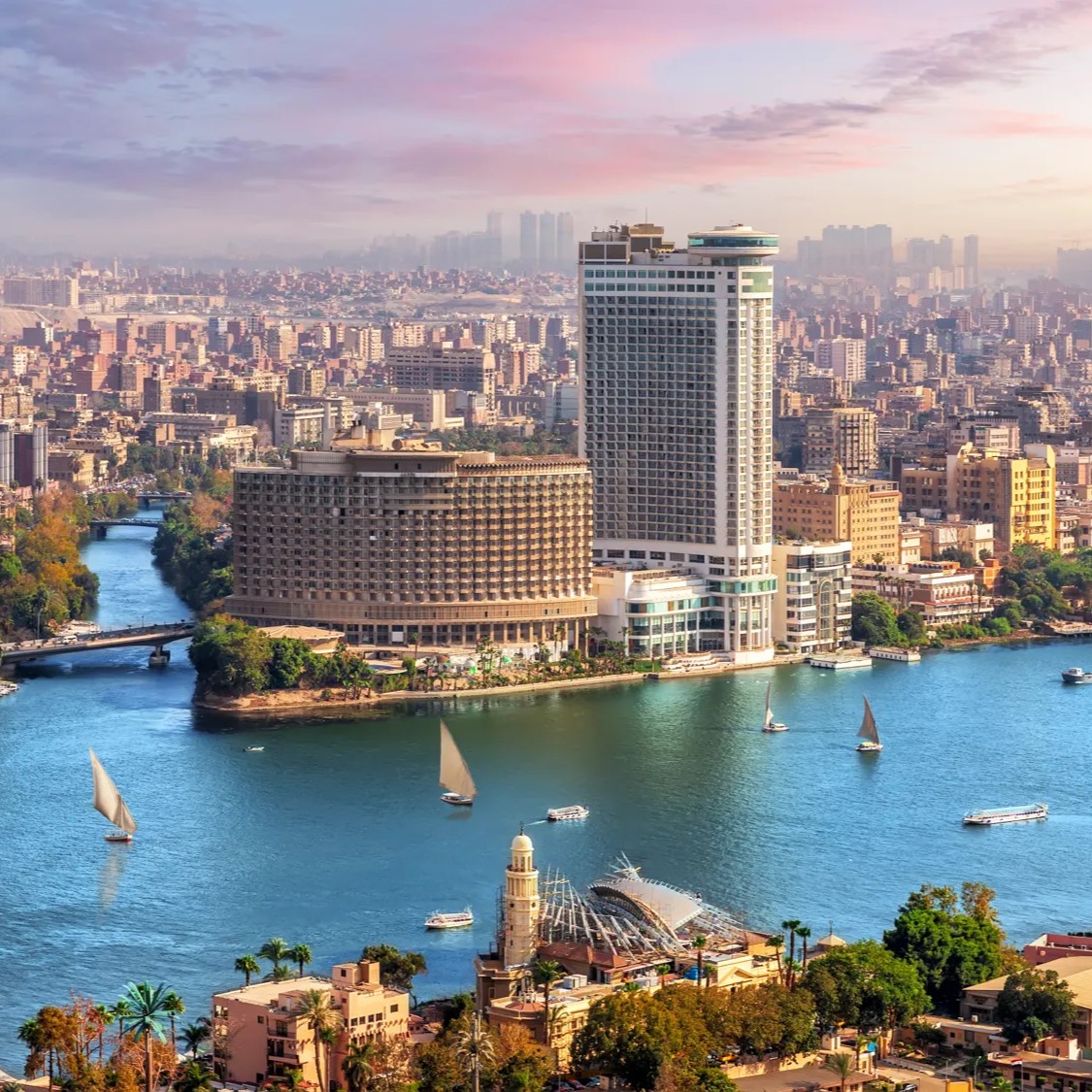Panoramic view of the historic and modern architecture of Cairo, Egypt