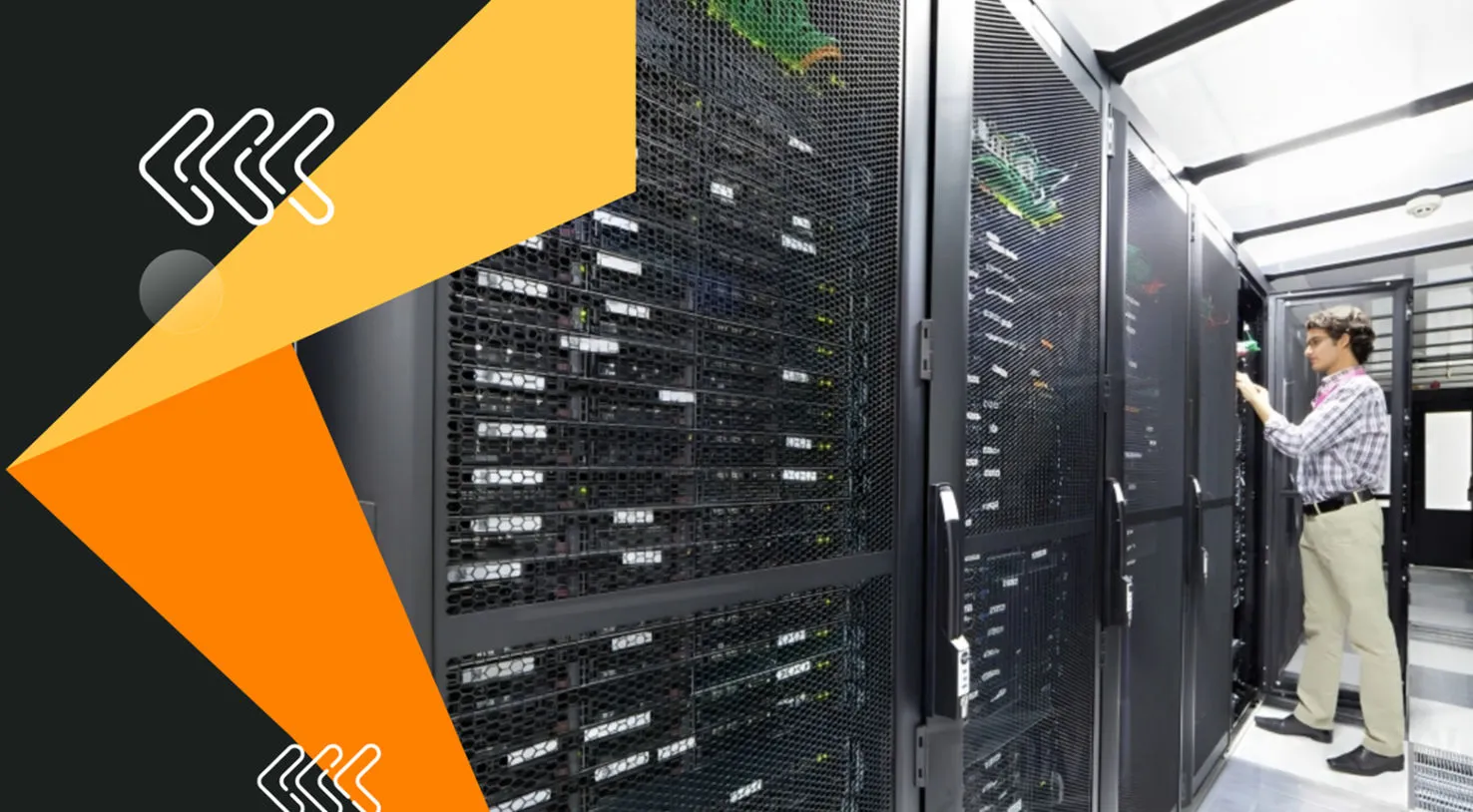 A man working in data center